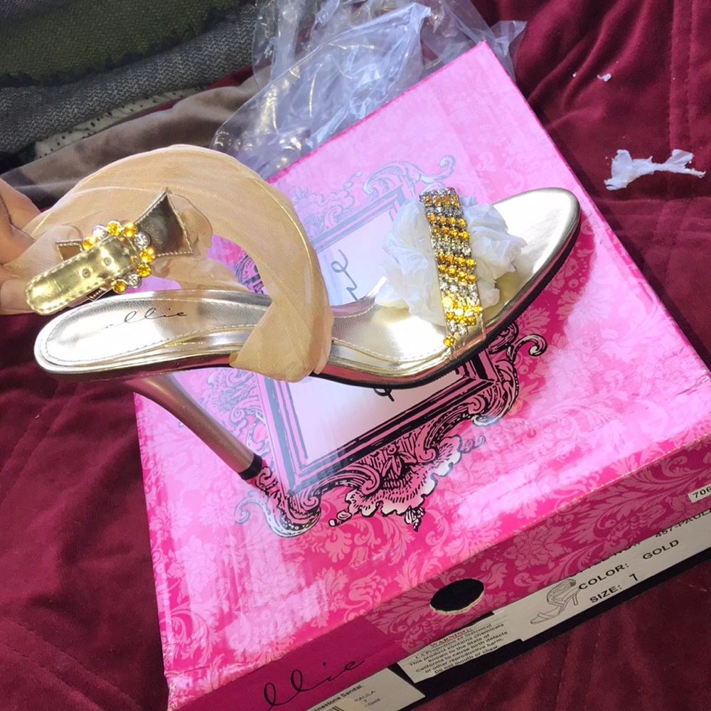 Gold high heels